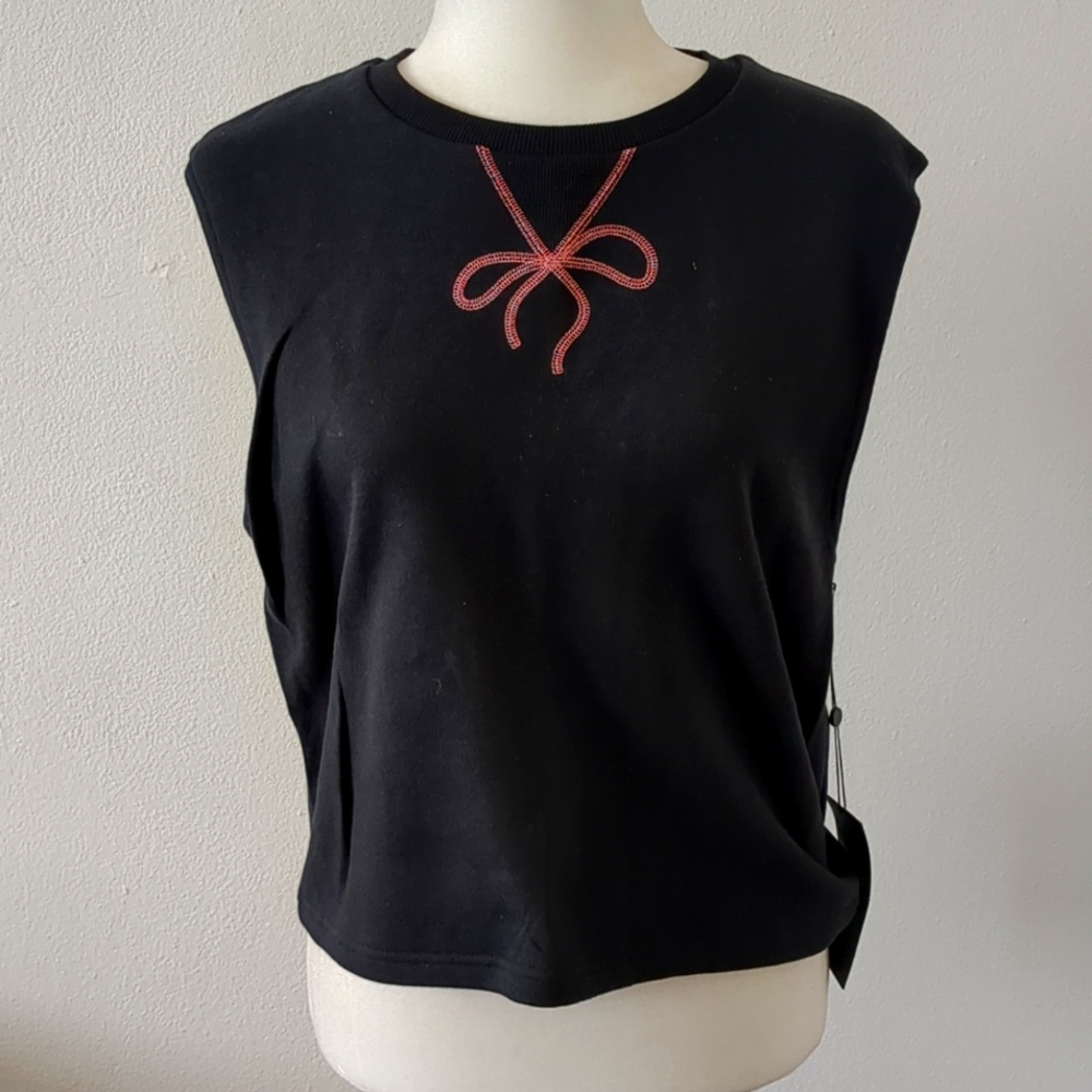 Marchesa Notte Lace-up Detail Tank Top Size L